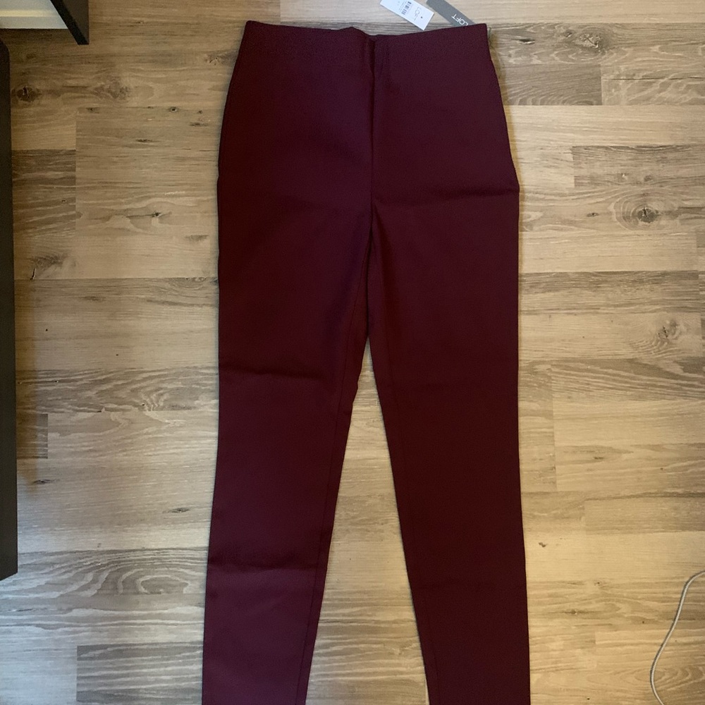 NEW Ann taylor loft high waisted skinny dress pants burgundy/maroon size 6T